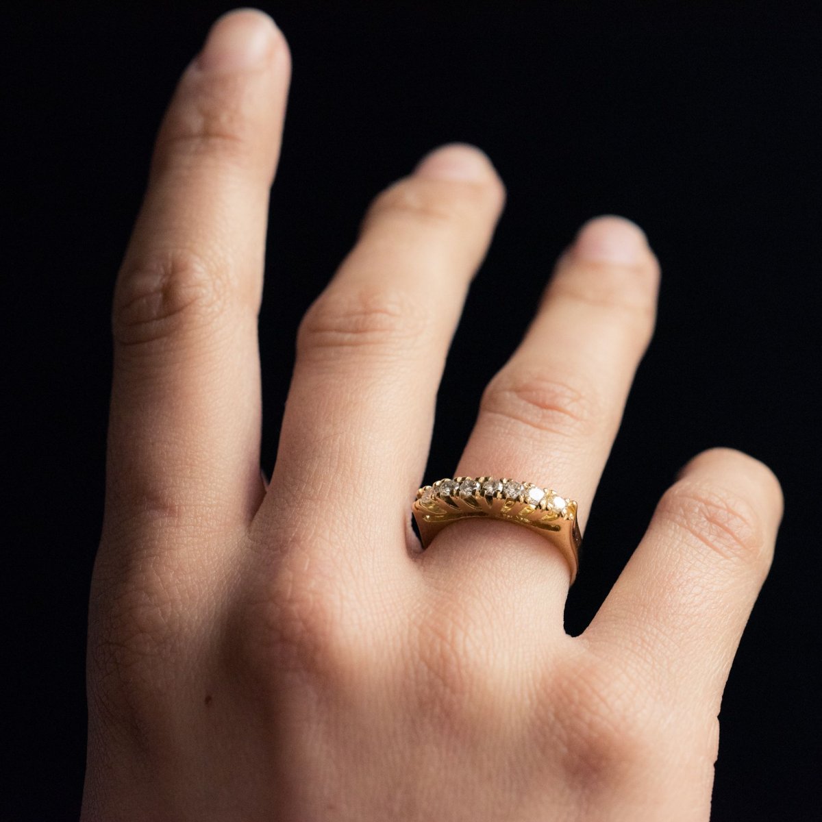Yellow Gold Diamond Garter Ring-photo-2