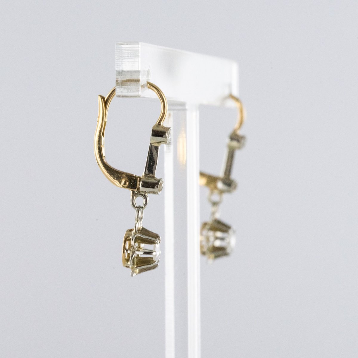 Boucles d'Oreilles Anciennes Diamants Taillés En Rose-photo-4