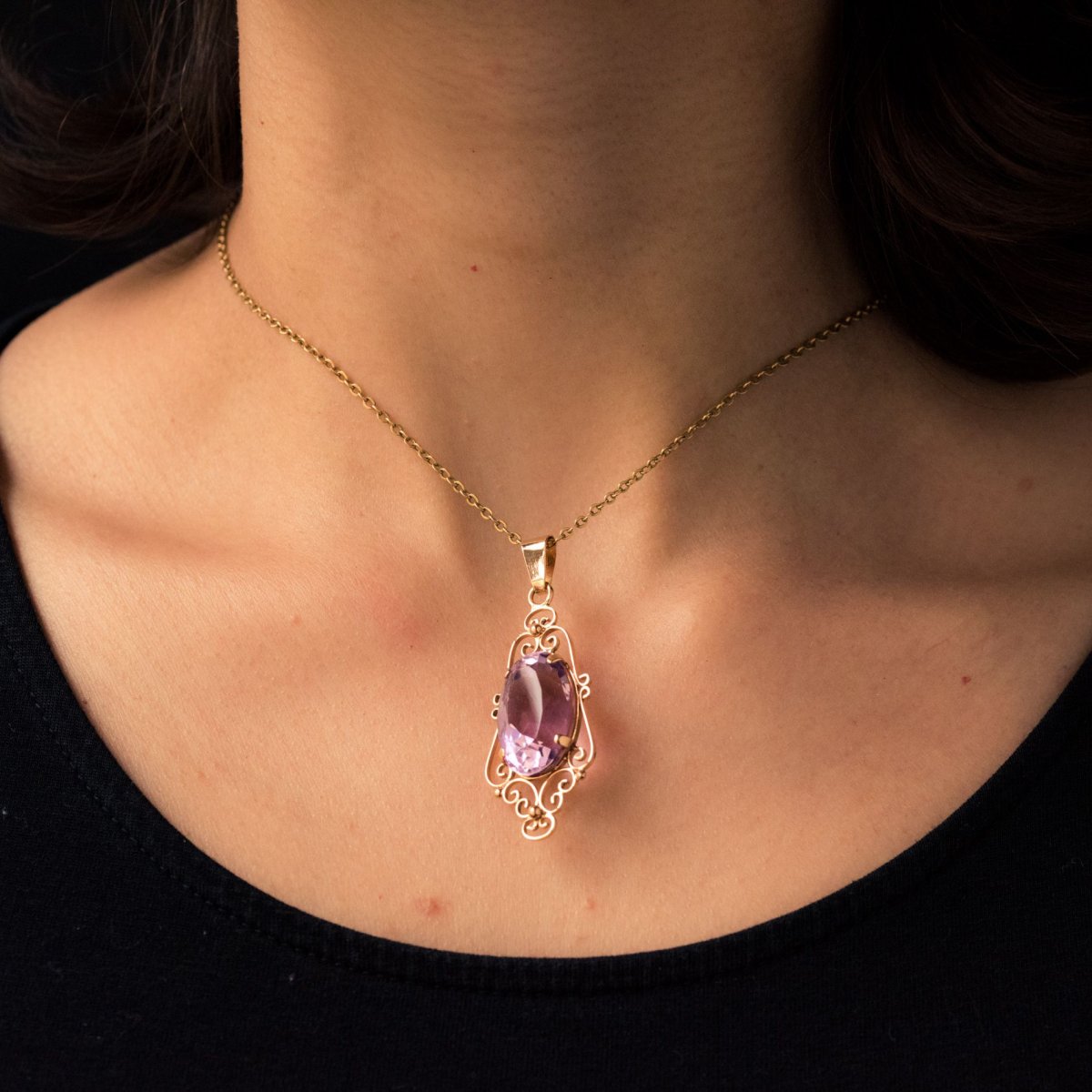 Pendentif Améthyste Or Rose-photo-2