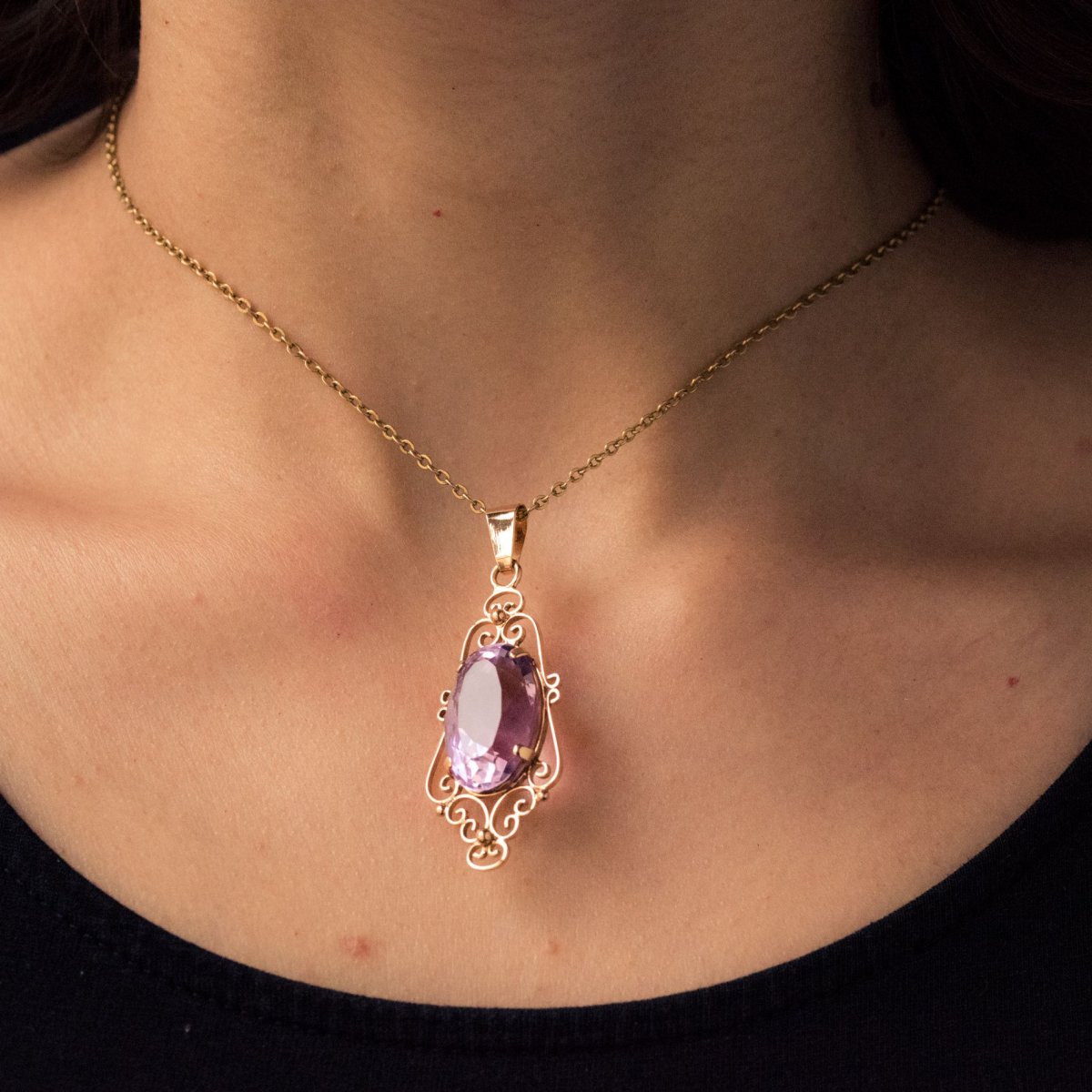 Amethyst Rose Gold Pendant-photo-3