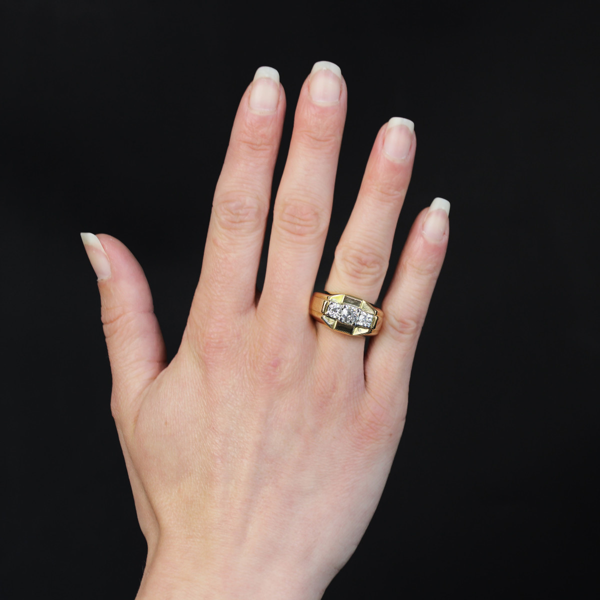 Bague Tank Jonc 3 Diamants-photo-2