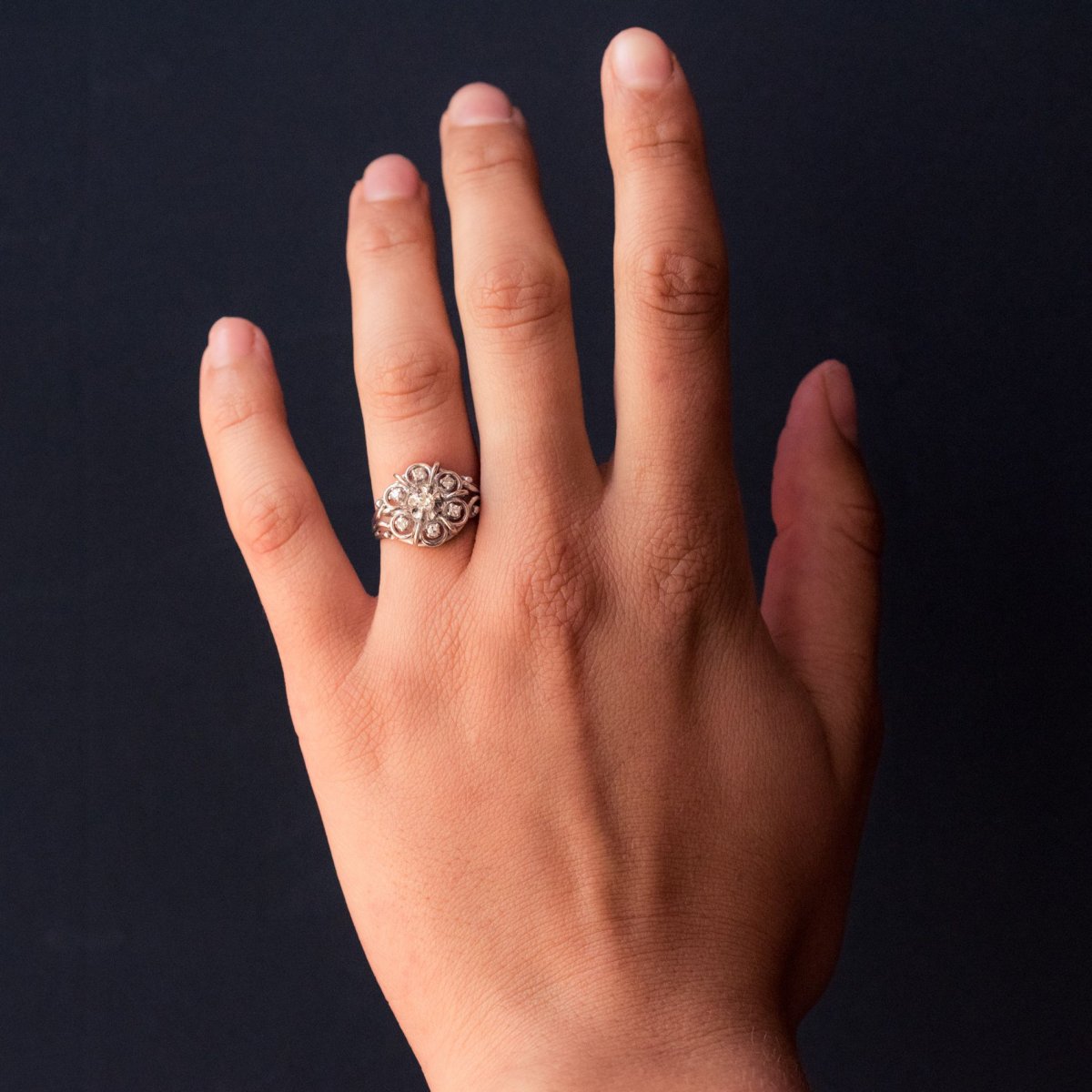 Bague Fils d'Or Blanc Et Diamants-photo-2