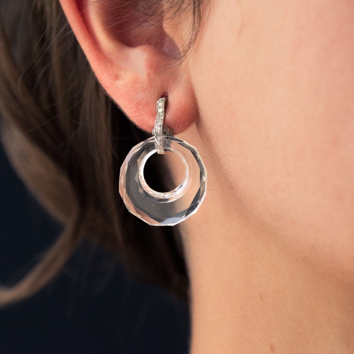 Boucles d'Oreilles Cristal De Roche Diamants-photo-2