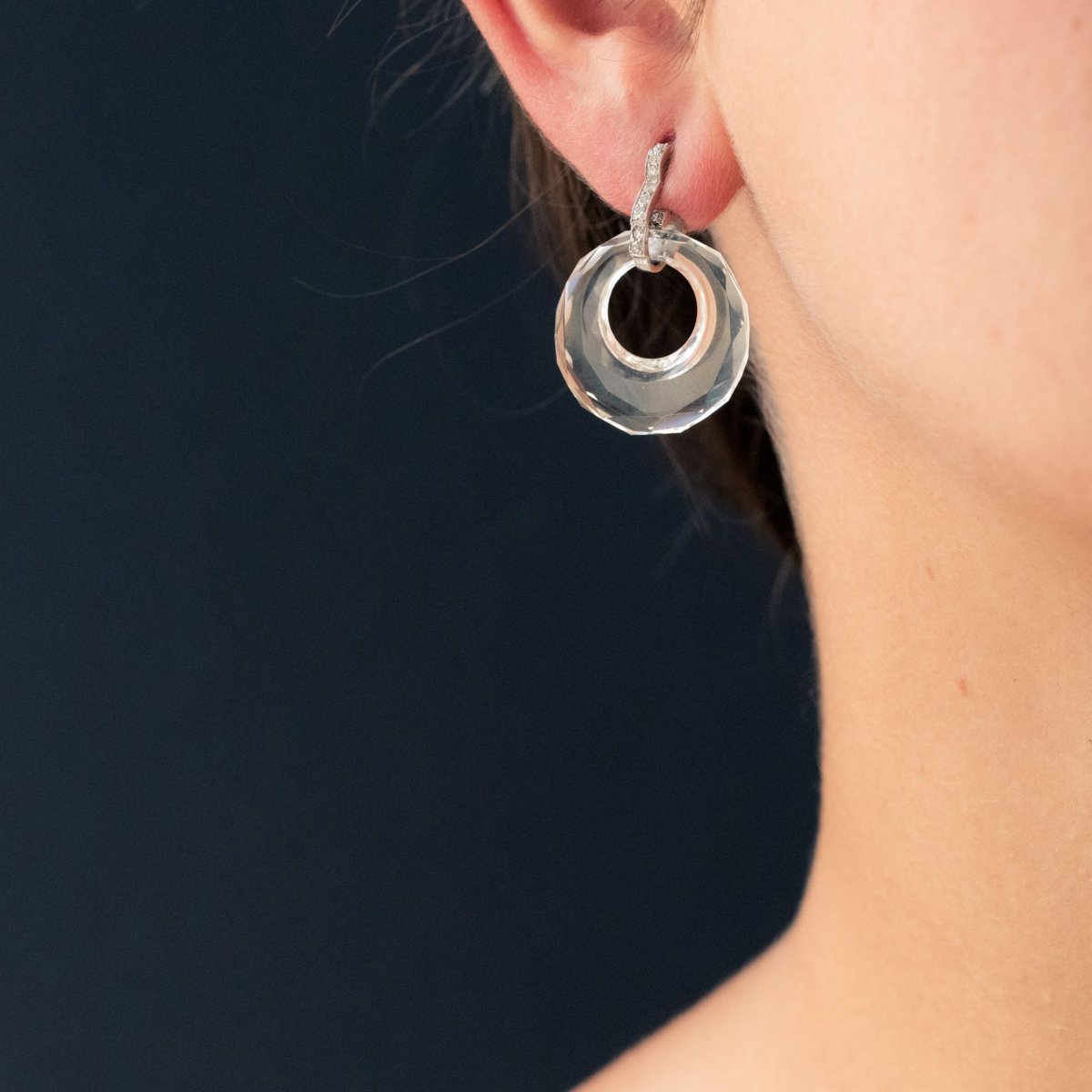 Boucles d'Oreilles Cristal De Roche Diamants-photo-2