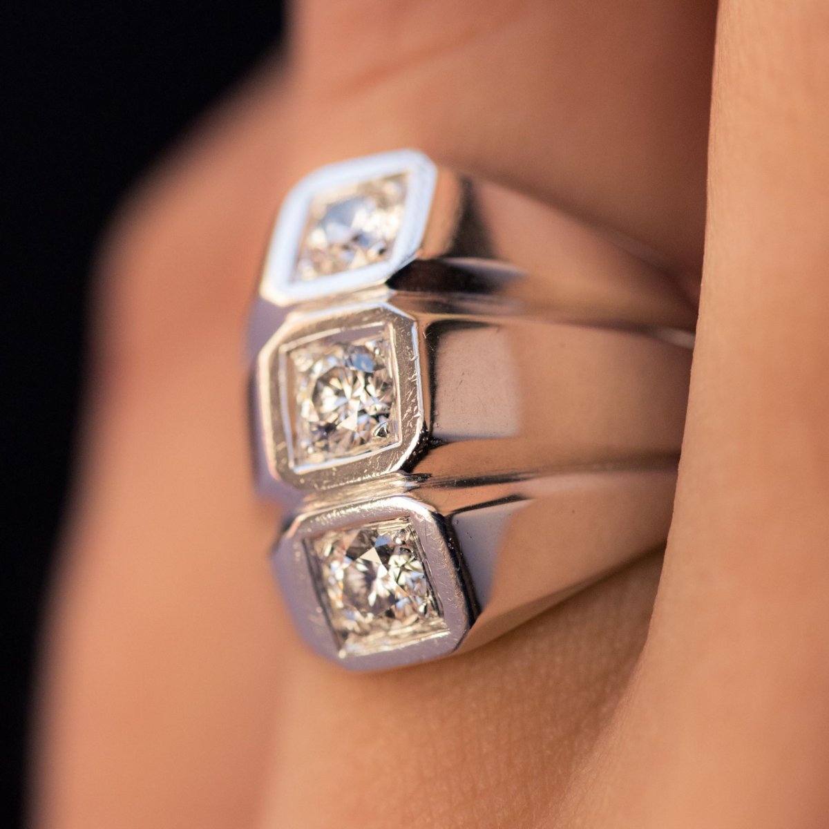 Bague Or Blanc Diamants Moderniste-photo-2
