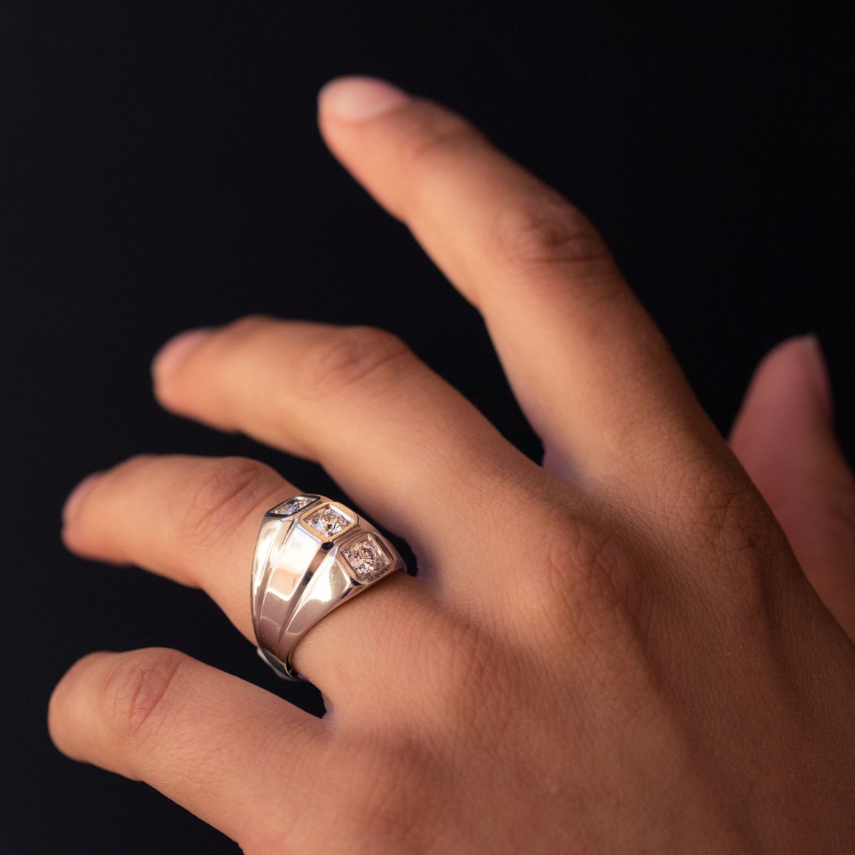 Bague Or Blanc Diamants Moderniste-photo-4