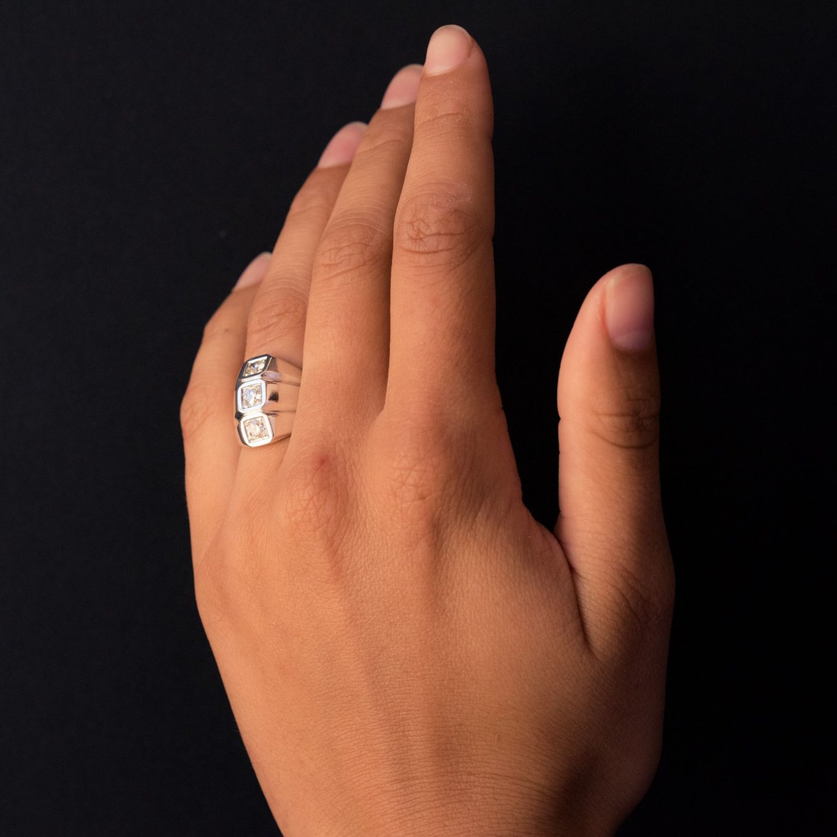 Bague Or Blanc Diamants Moderniste-photo-2