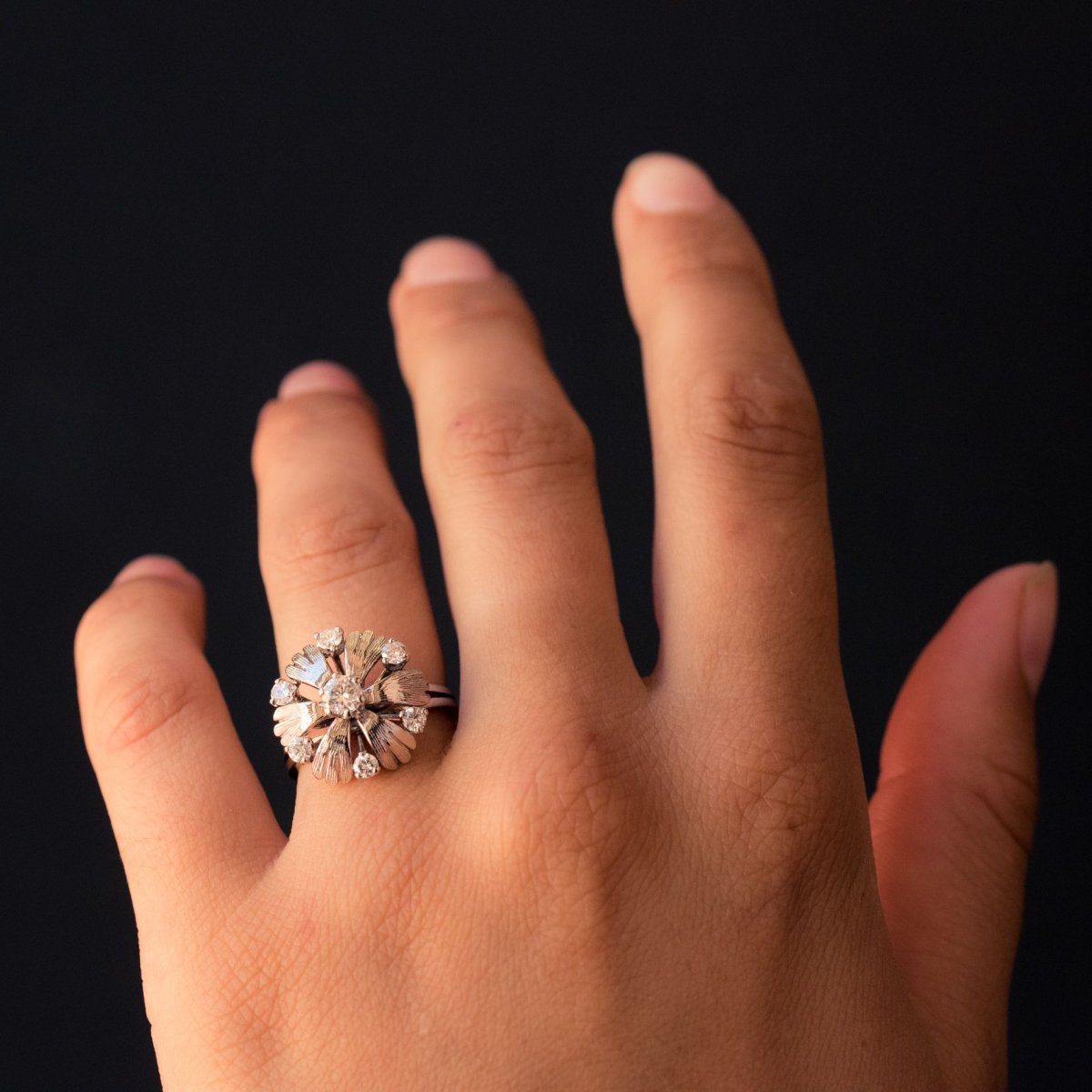 Bague Pétales Or Blanc Diamants-photo-2