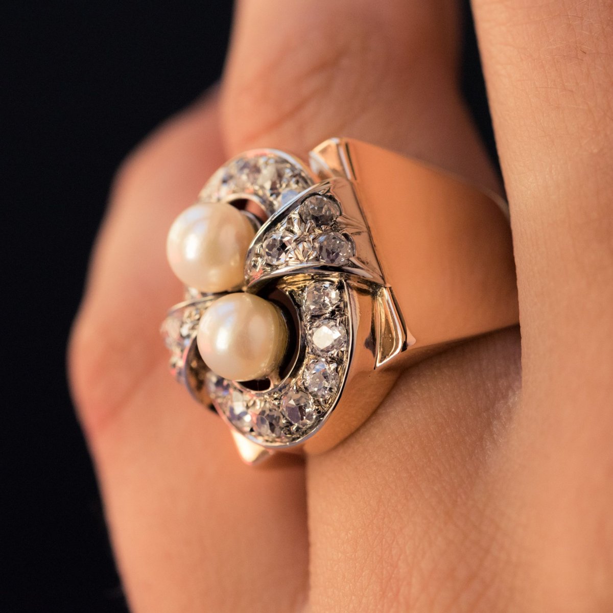 Retro Pearls And Diamonds Ring-photo-4