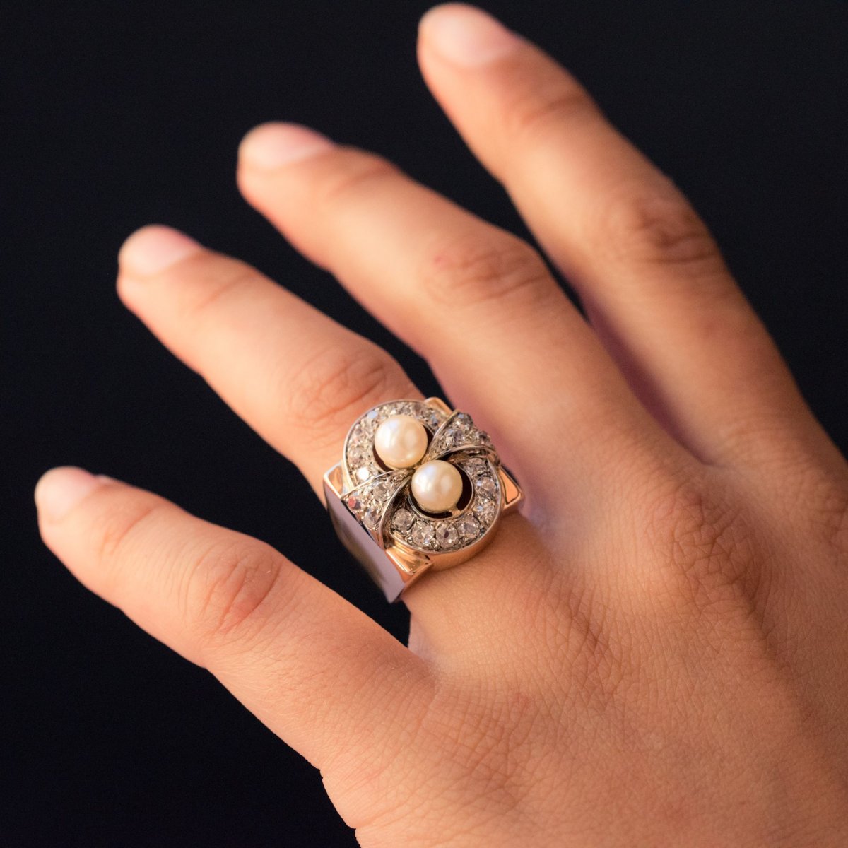 Retro Pearls And Diamonds Ring-photo-2