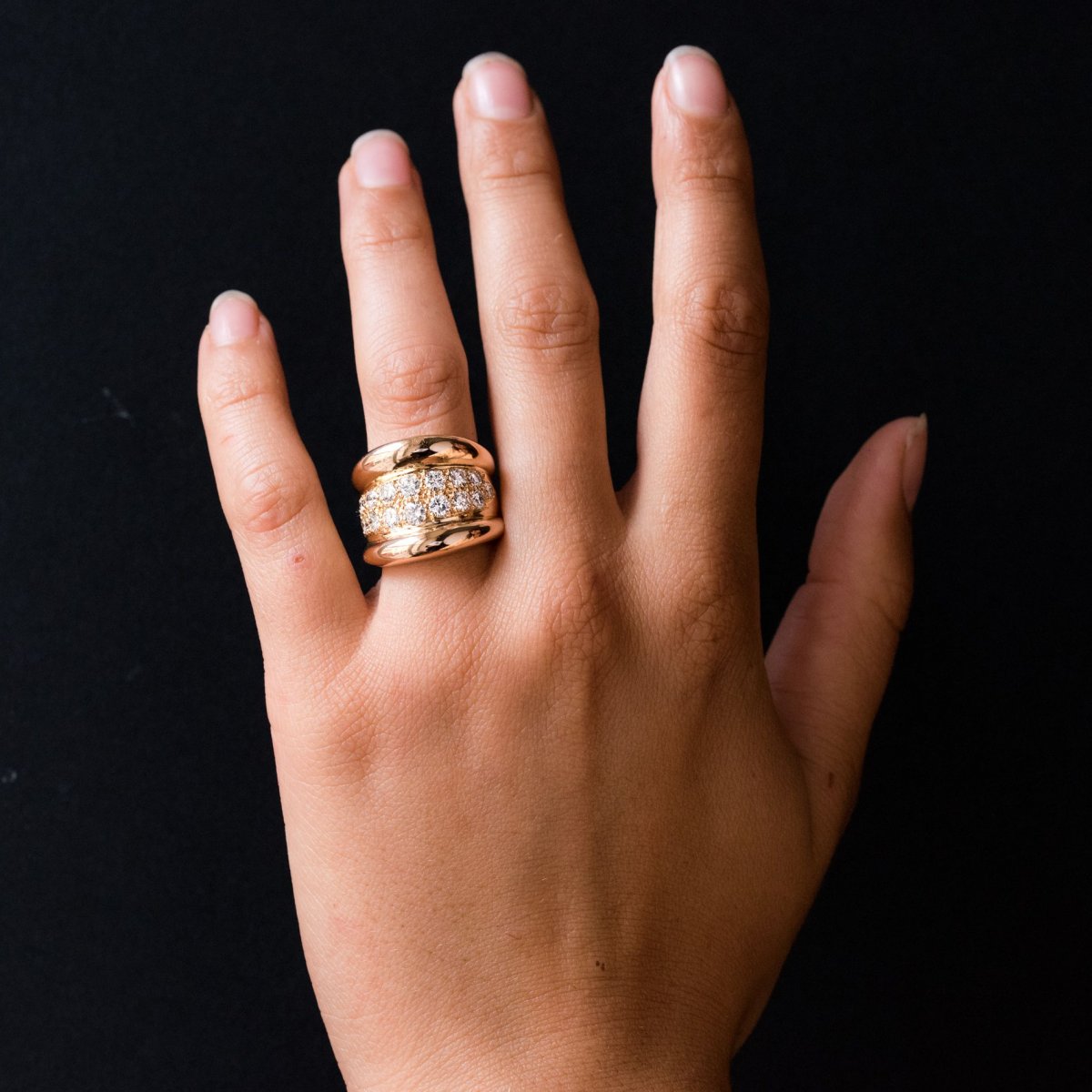 Massive Godrons Pavé Diamond Ring-photo-2