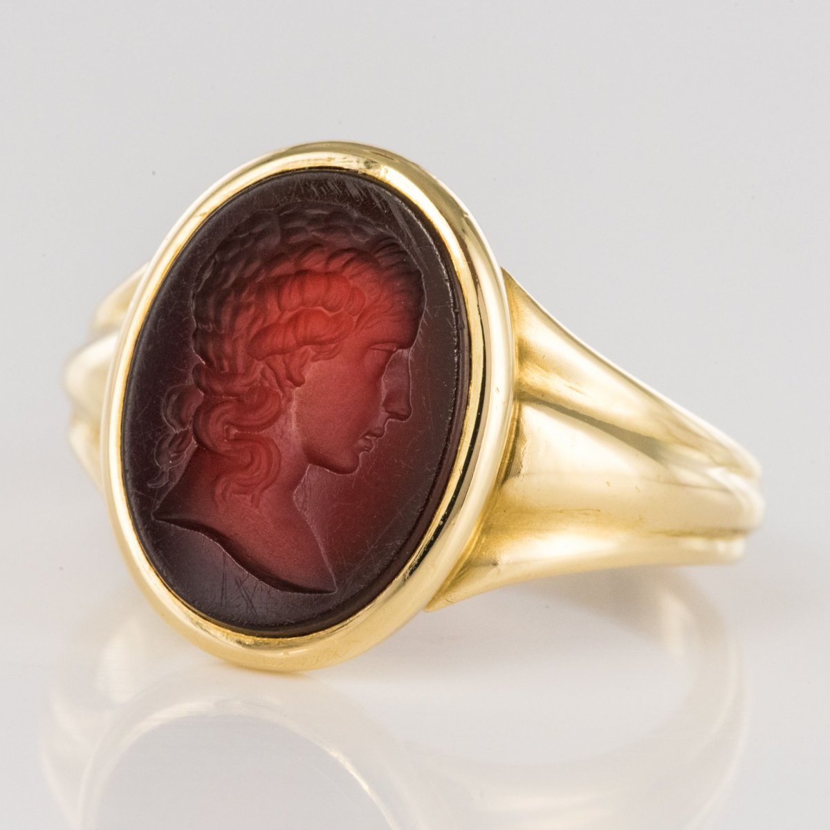 Old Man Intaglio On Carnelian Ring-photo-3