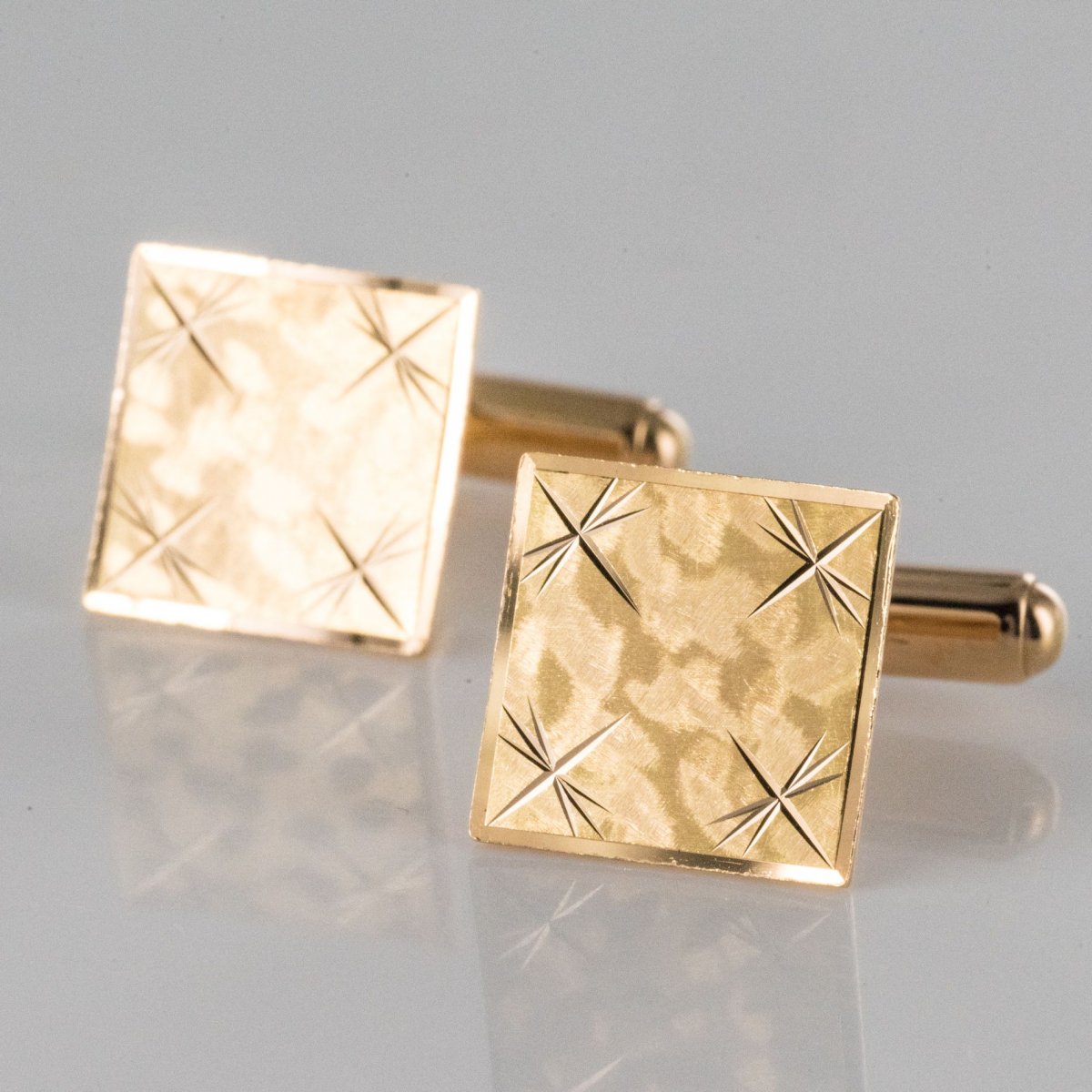 Vintage Chiseled Gold Cufflinks-photo-2