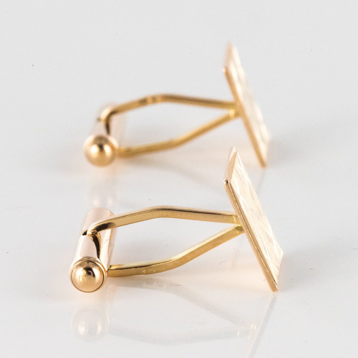 Vintage Chiseled Gold Cufflinks-photo-4