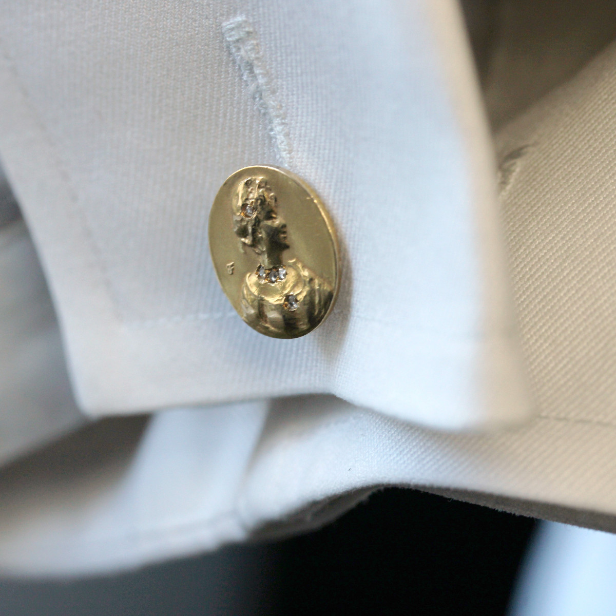 Antique Art Nouveau Gold And Diamonds Cufflinks-photo-2