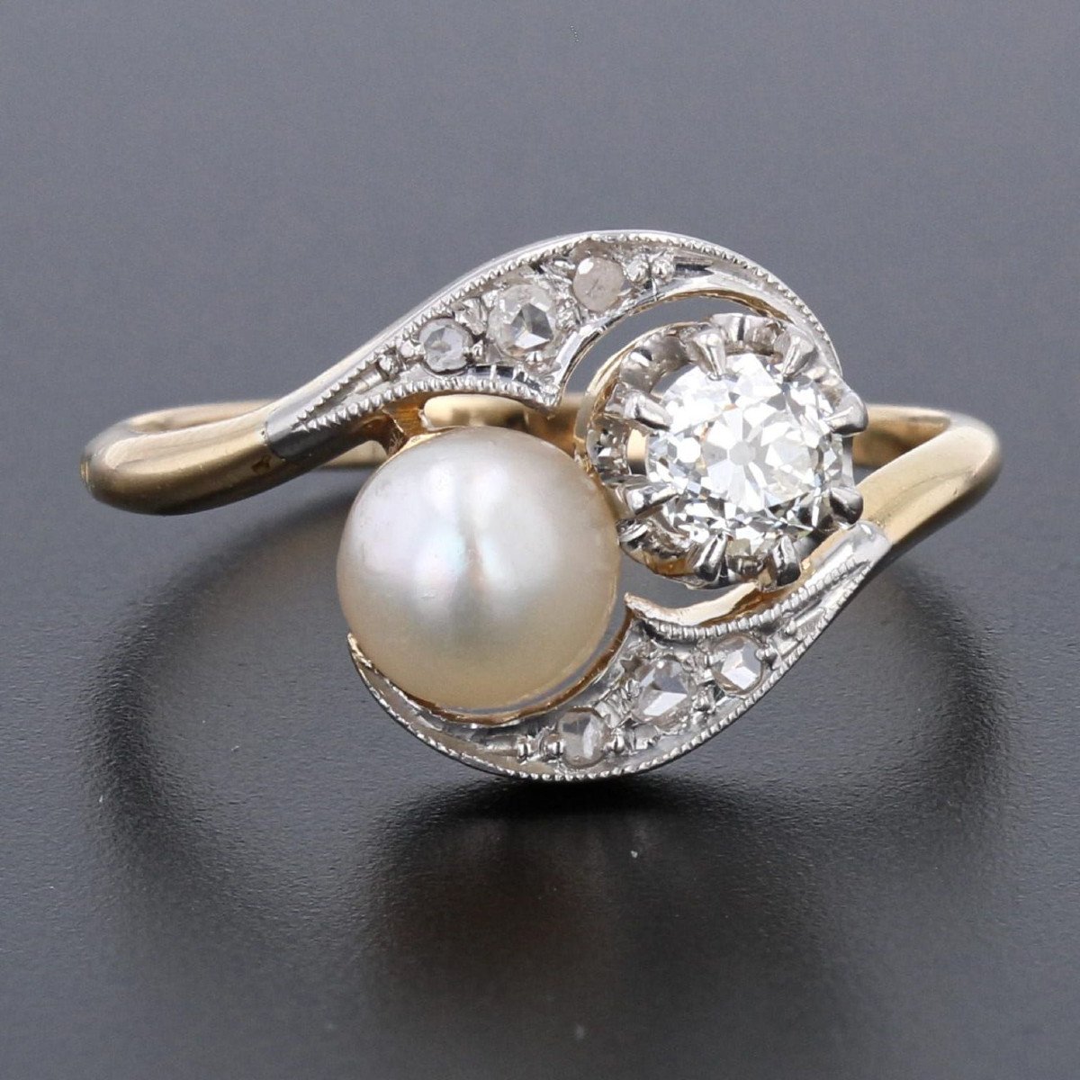 Old You And Me Diamond Fine Pearl Ring-photo-3