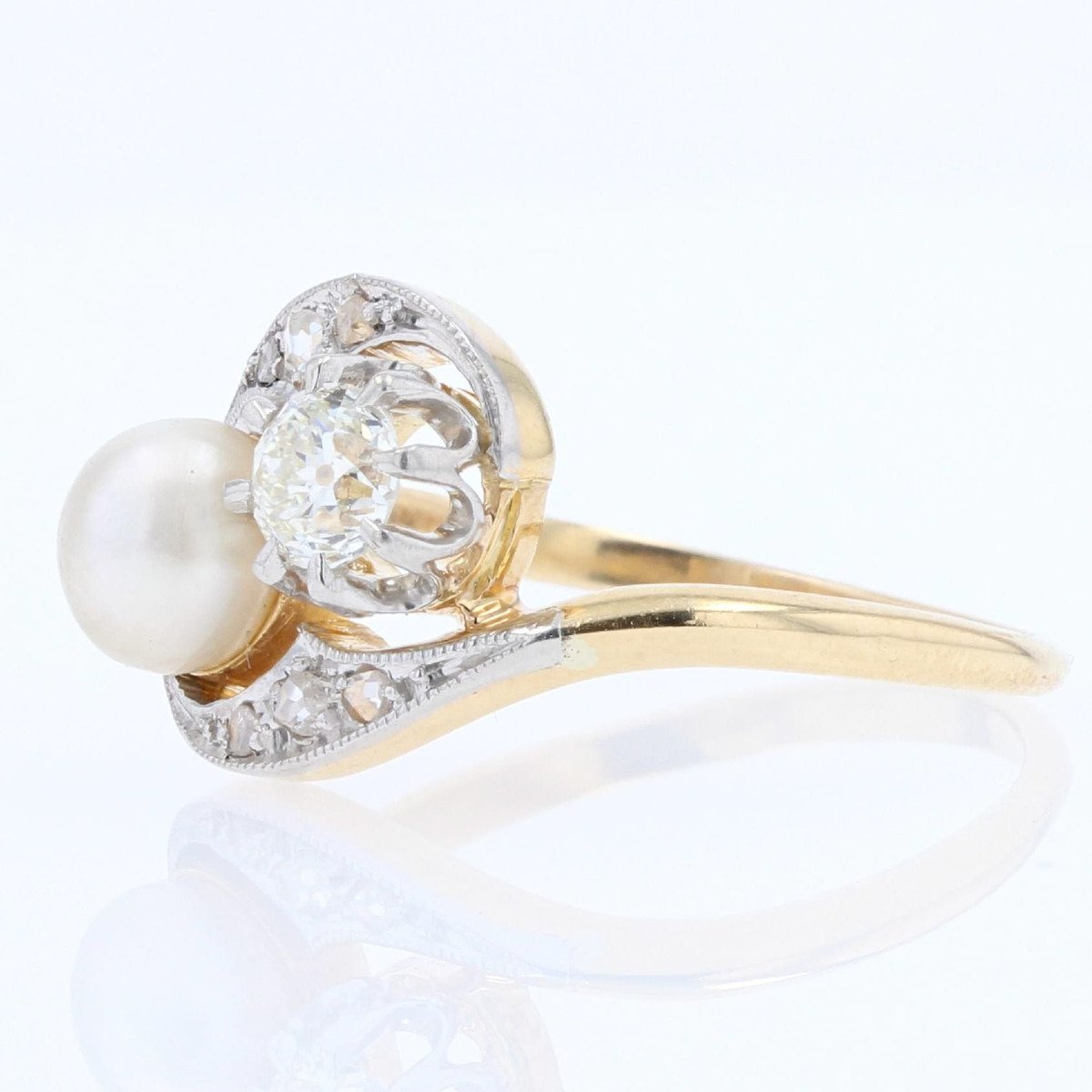Old You And Me Diamond Fine Pearl Ring-photo-4