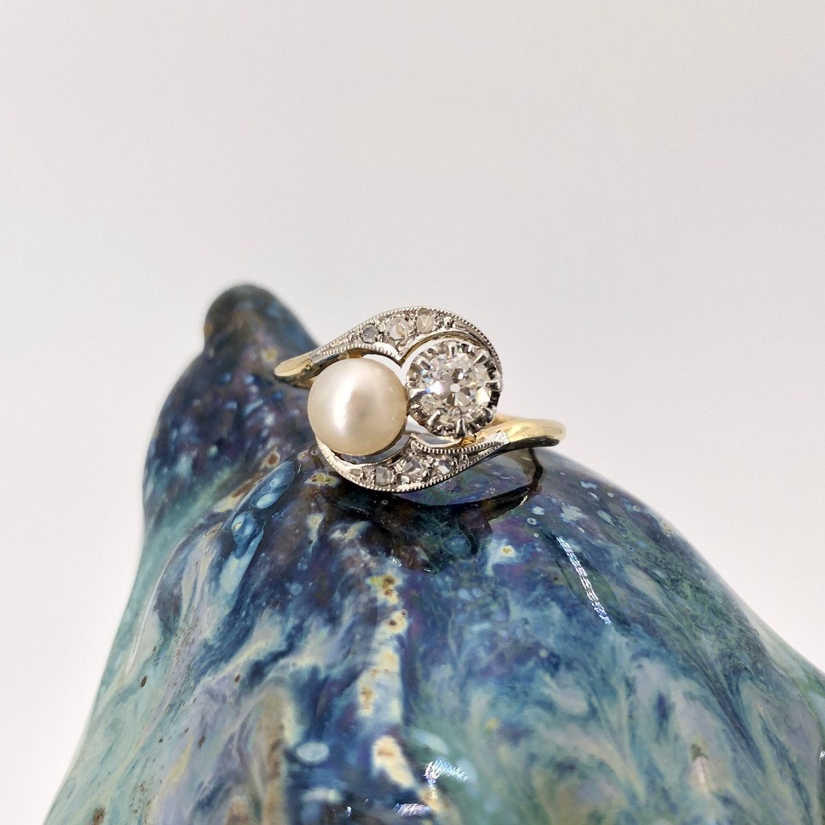Old You And Me Diamond Fine Pearl Ring-photo-5