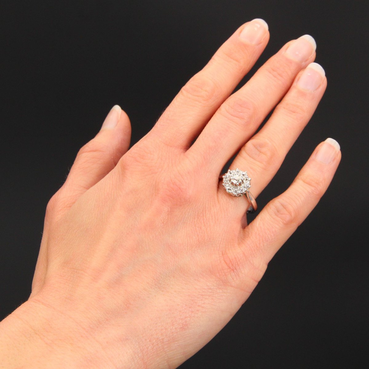 White Gold Marguerite Diamond Ring-photo-2