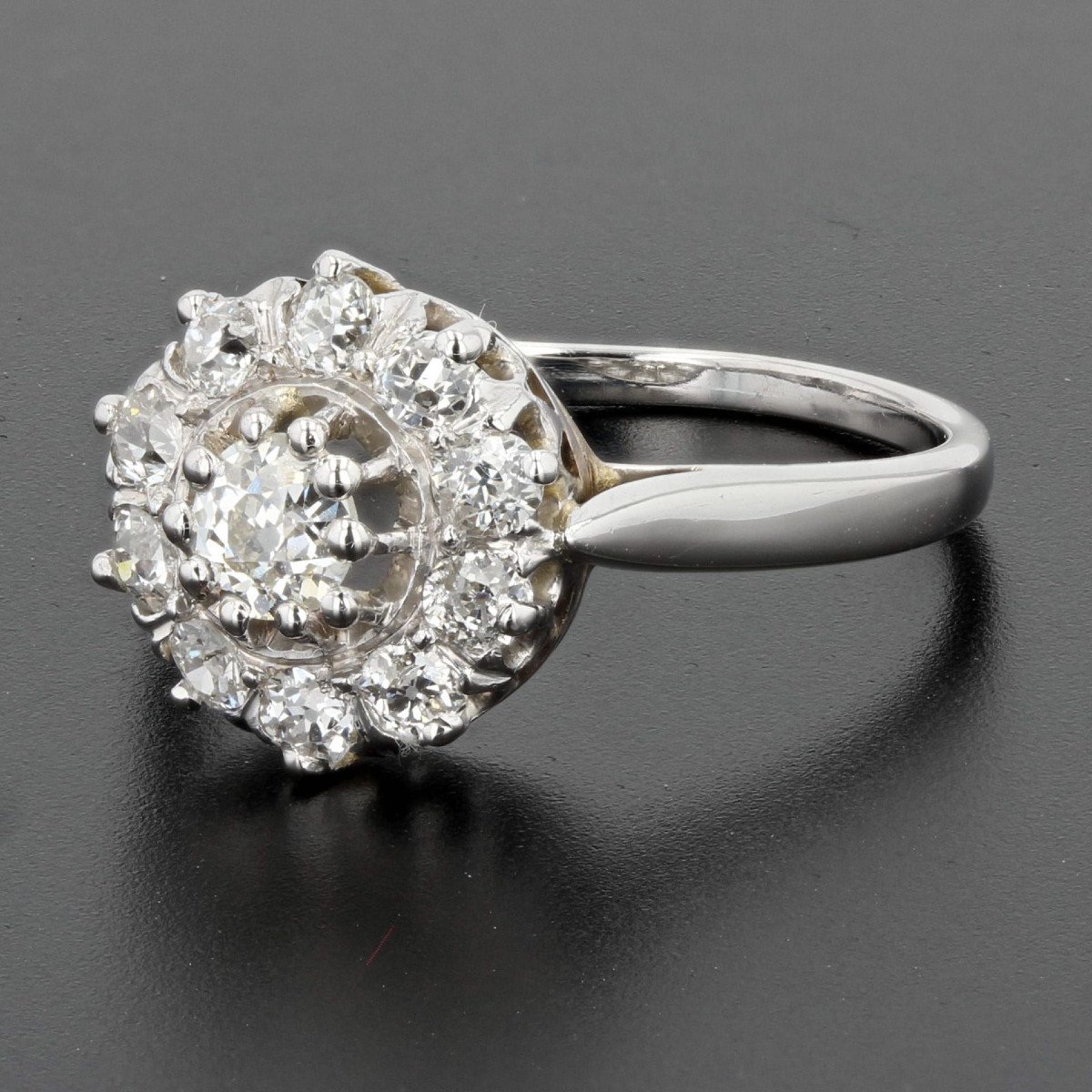 White Gold Marguerite Diamond Ring-photo-4