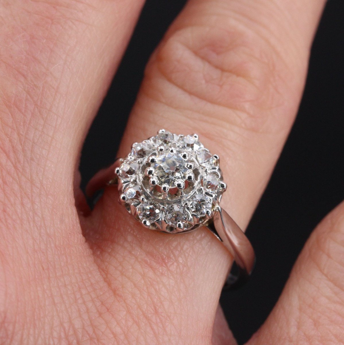 White Gold Marguerite Diamond Ring-photo-2