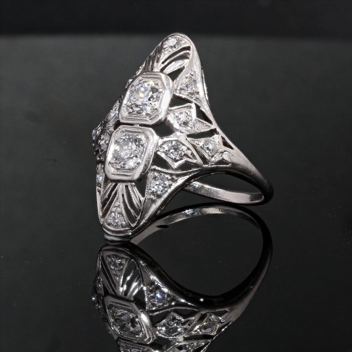 Art Deco Openwork Diamond Ring-photo-4