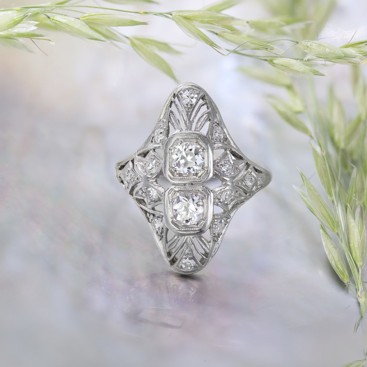 Art Deco Openwork Diamond Ring-photo-3