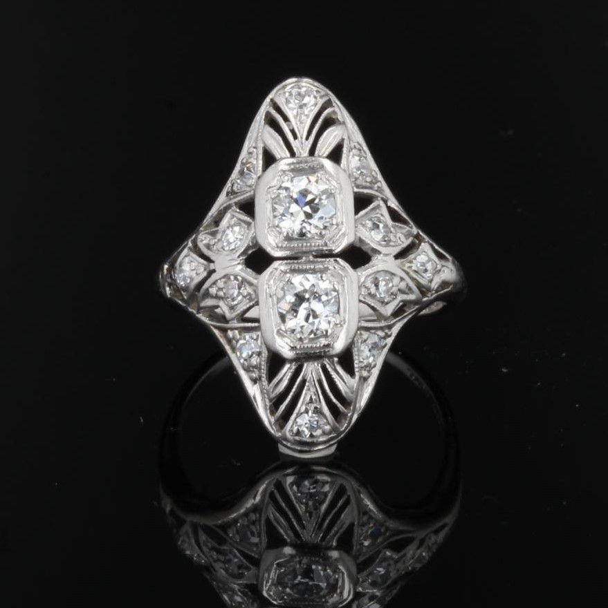 Art Deco Openwork Diamond Ring-photo-4