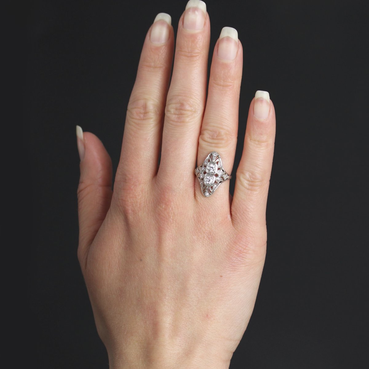 Art Deco Openwork Diamond Ring-photo-1