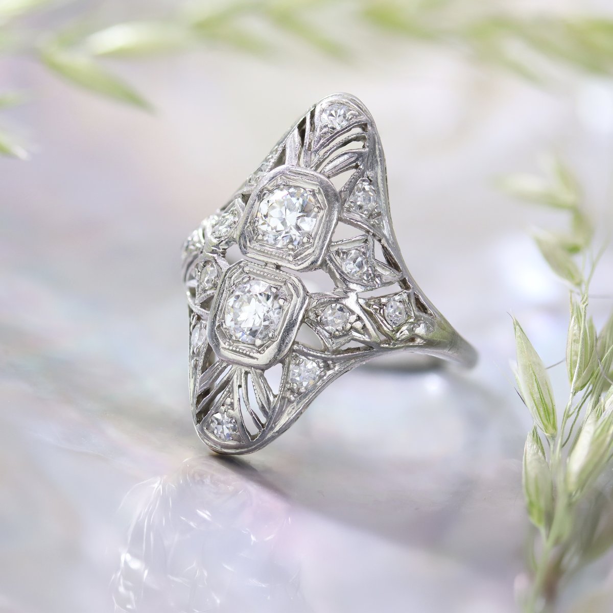 Art Deco Openwork Diamond Ring-photo-3
