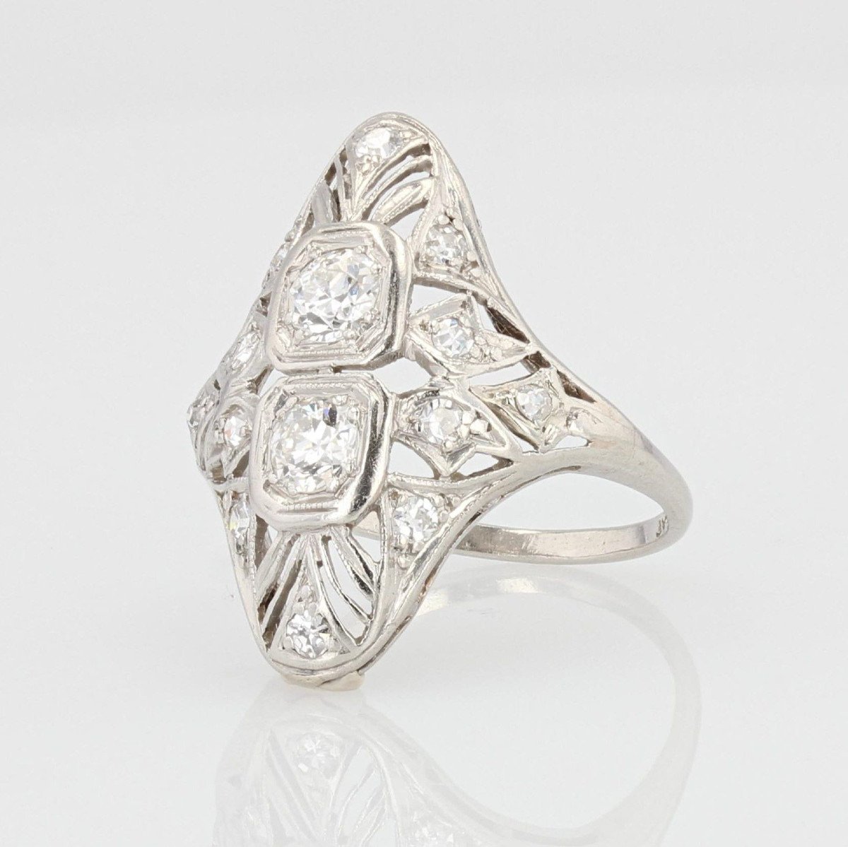 Art Deco Openwork Diamond Ring-photo-4