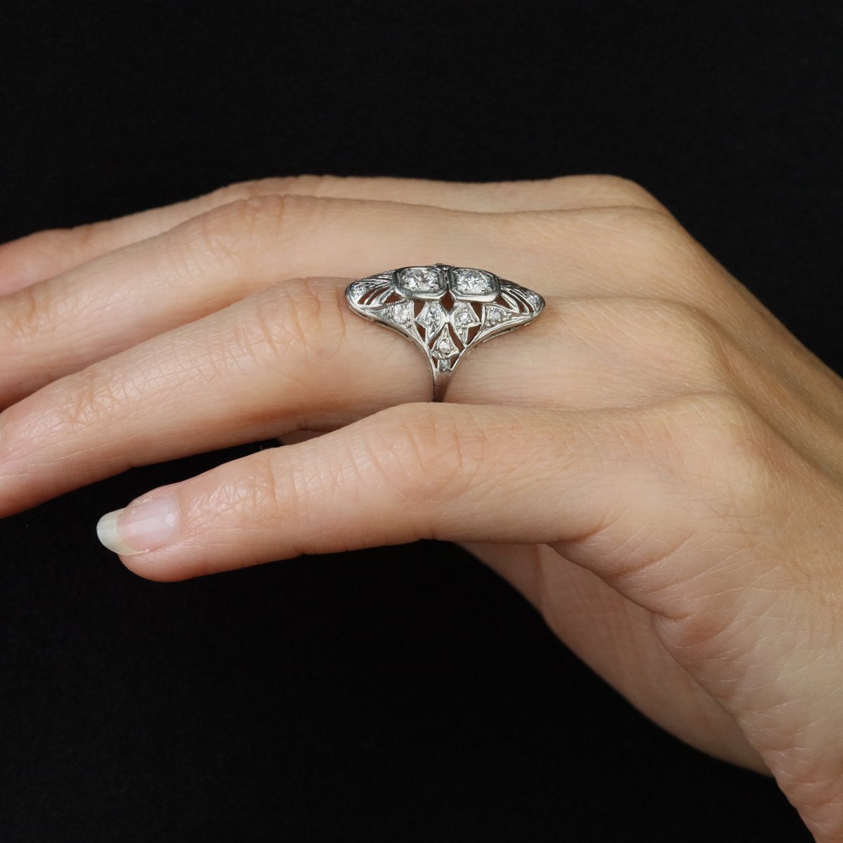 Art Deco Openwork Diamond Ring-photo-7