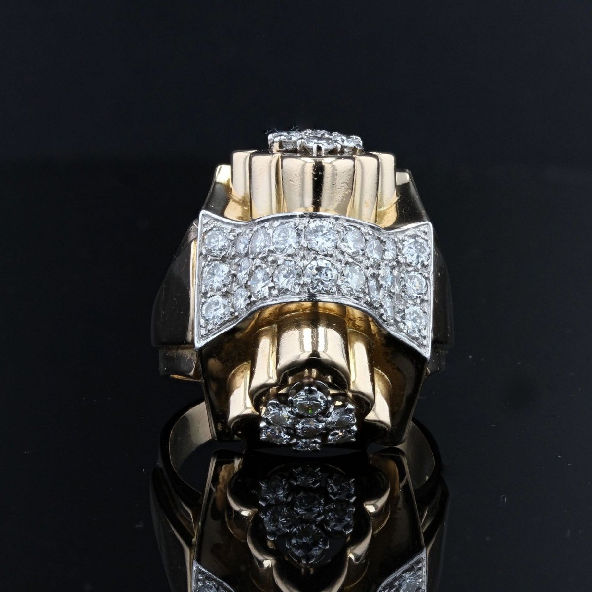 Bague Tank Nœud d'Or Et De Diamants-photo-1