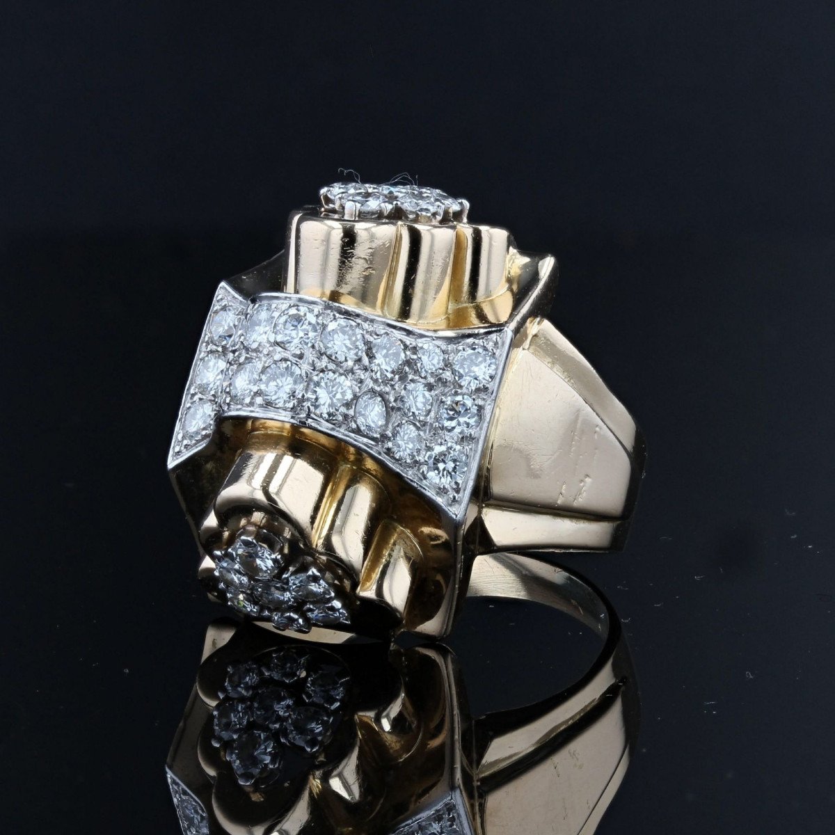Bague Tank Nœud d'Or Et De Diamants-photo-2