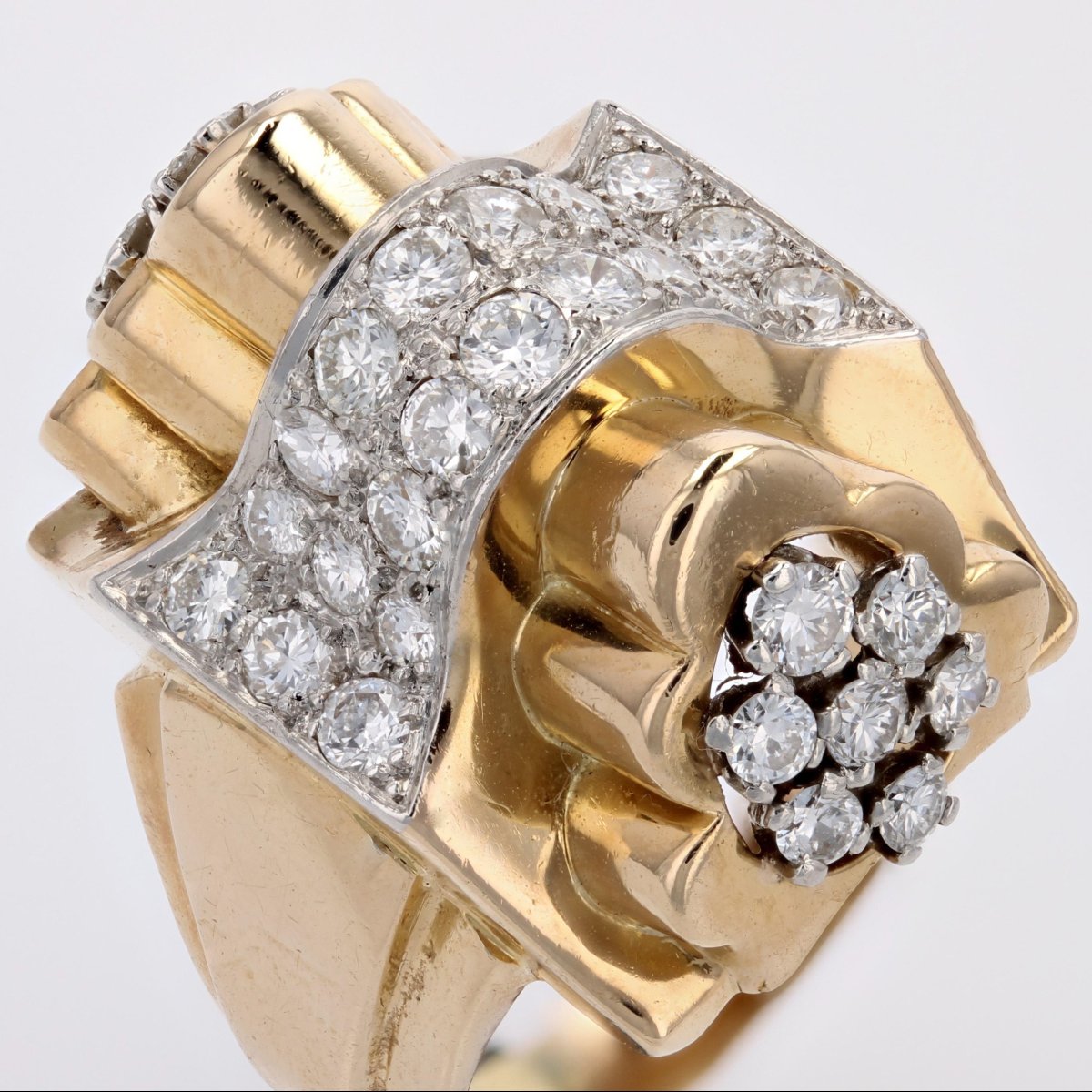 Bague Tank Nœud d'Or Et De Diamants-photo-5