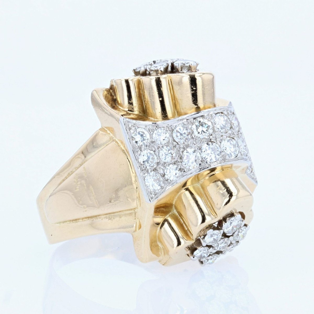 Bague Tank Nœud d'Or Et De Diamants-photo-6