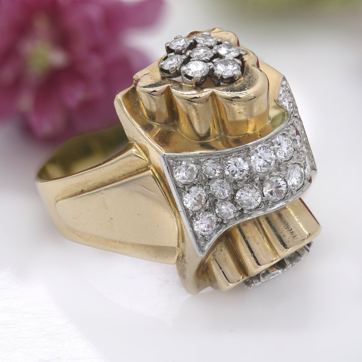 Bague Tank Nœud d'Or Et De Diamants-photo-7