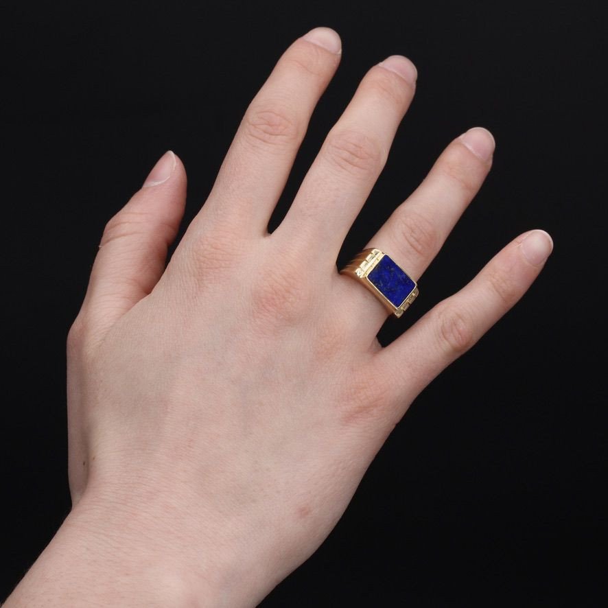 Gold And Lapis Lazuli Signet Ring-photo-2