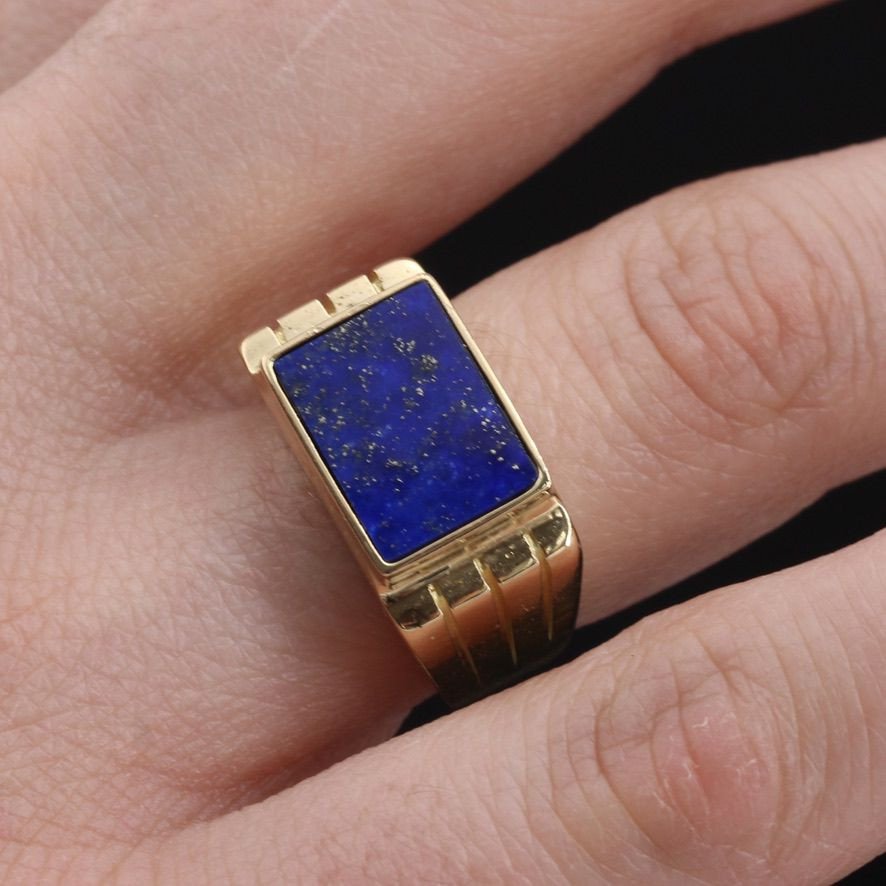 Gold And Lapis Lazuli Signet Ring-photo-2