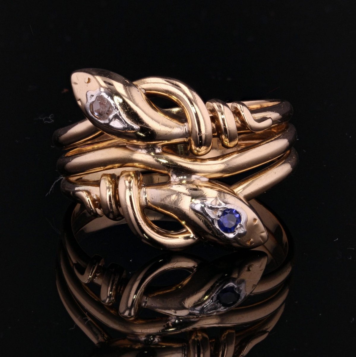 Old Man Snakes Sapphire Diamond Ring-photo-3