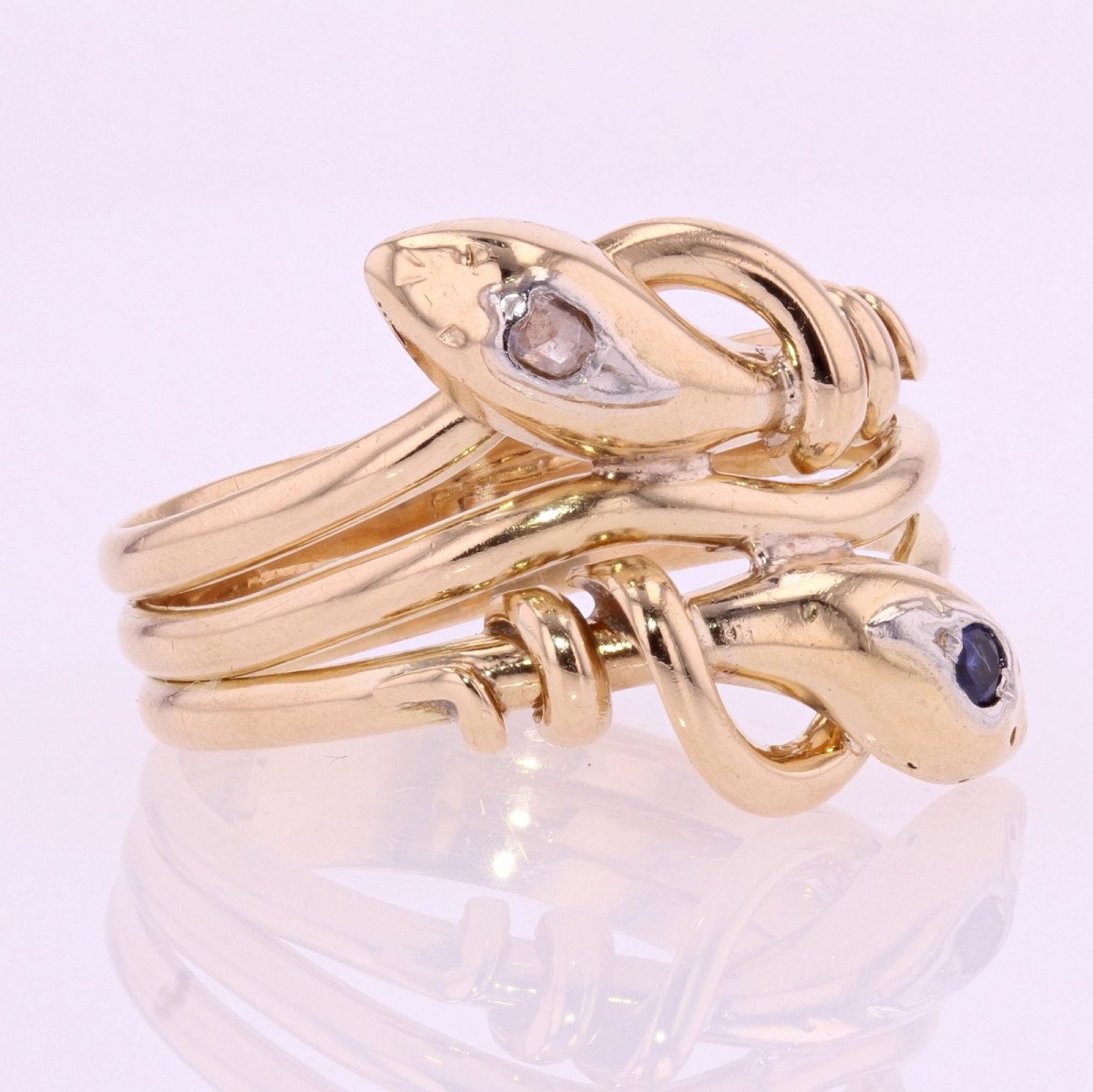 Old Man Snakes Sapphire Diamond Ring-photo-5