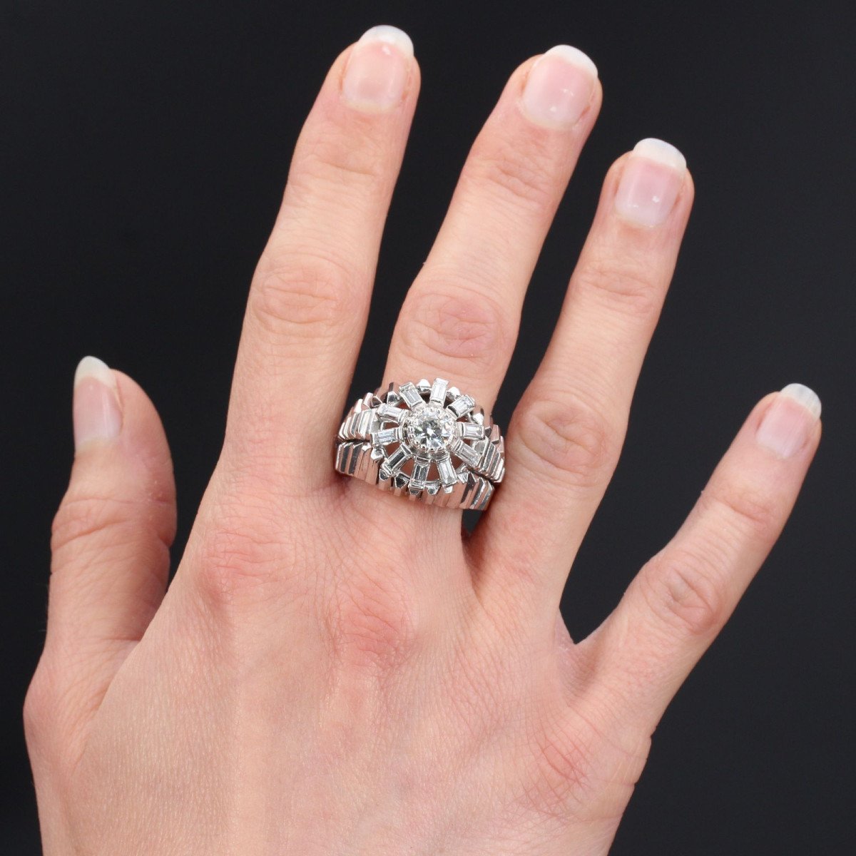 Baguette Diamonds Dome Ring-photo-2