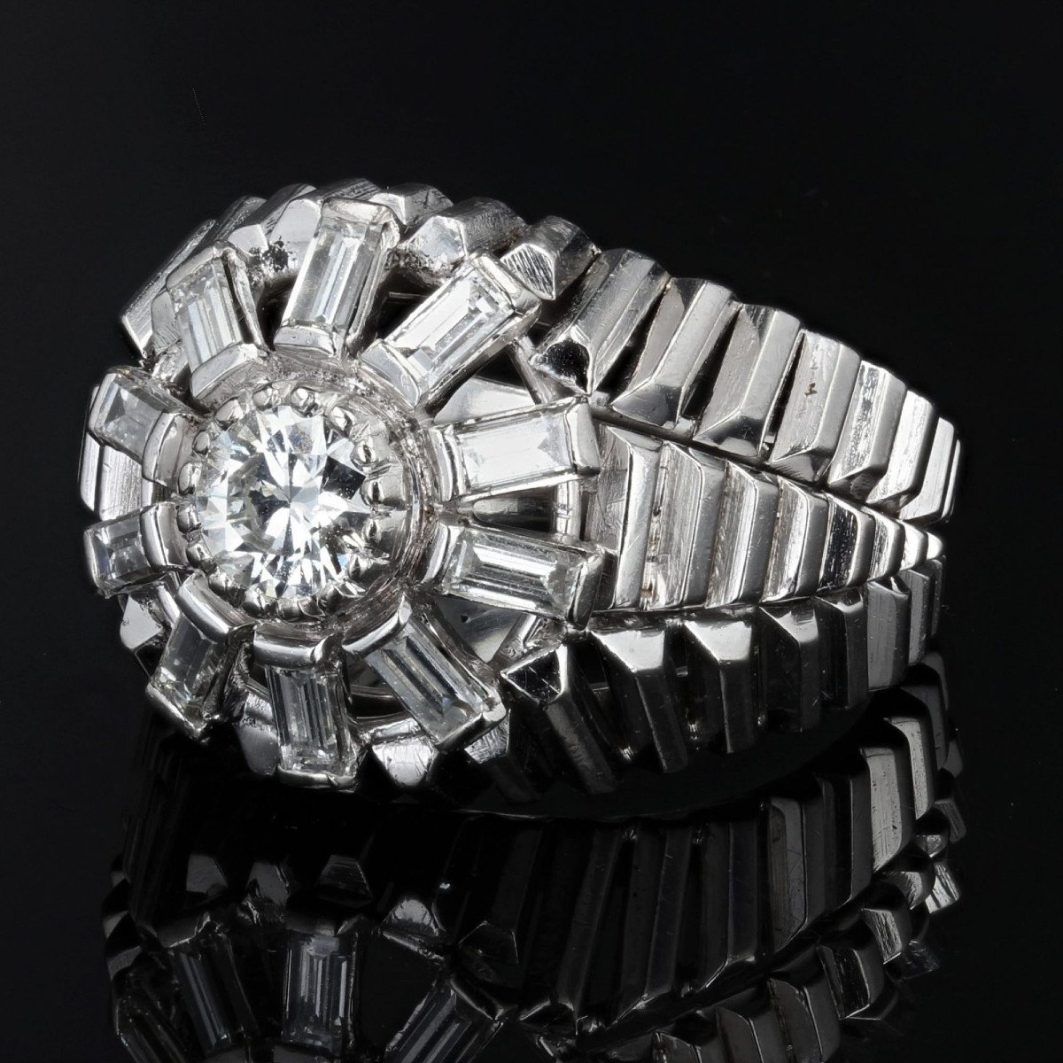Baguette Diamonds Dome Ring-photo-1