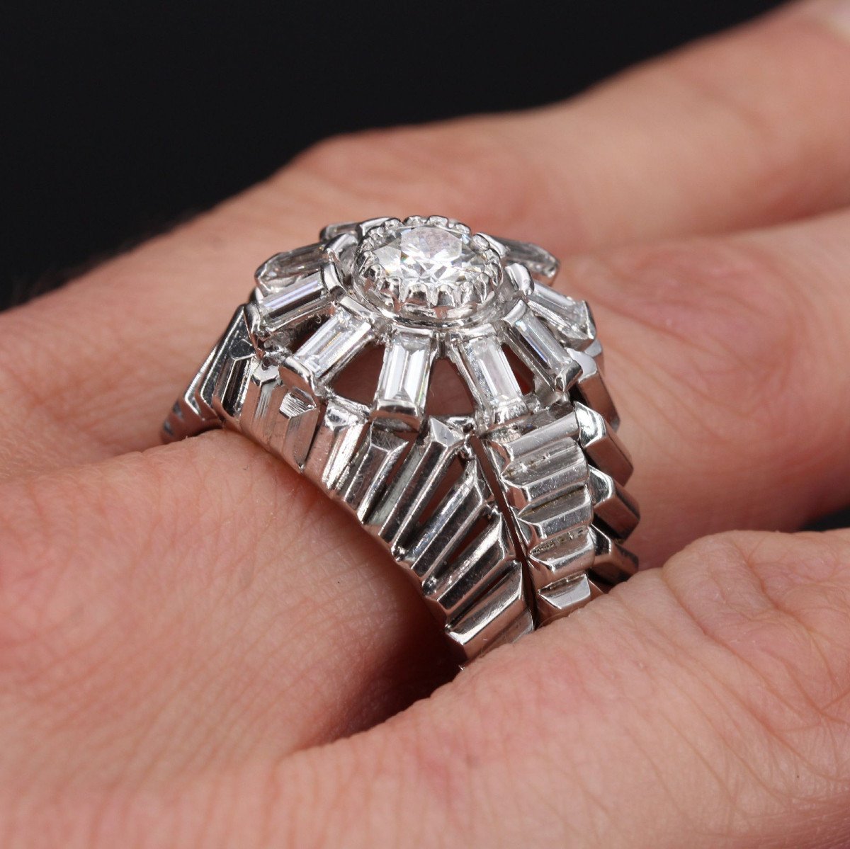 Baguette Diamonds Dome Ring-photo-5