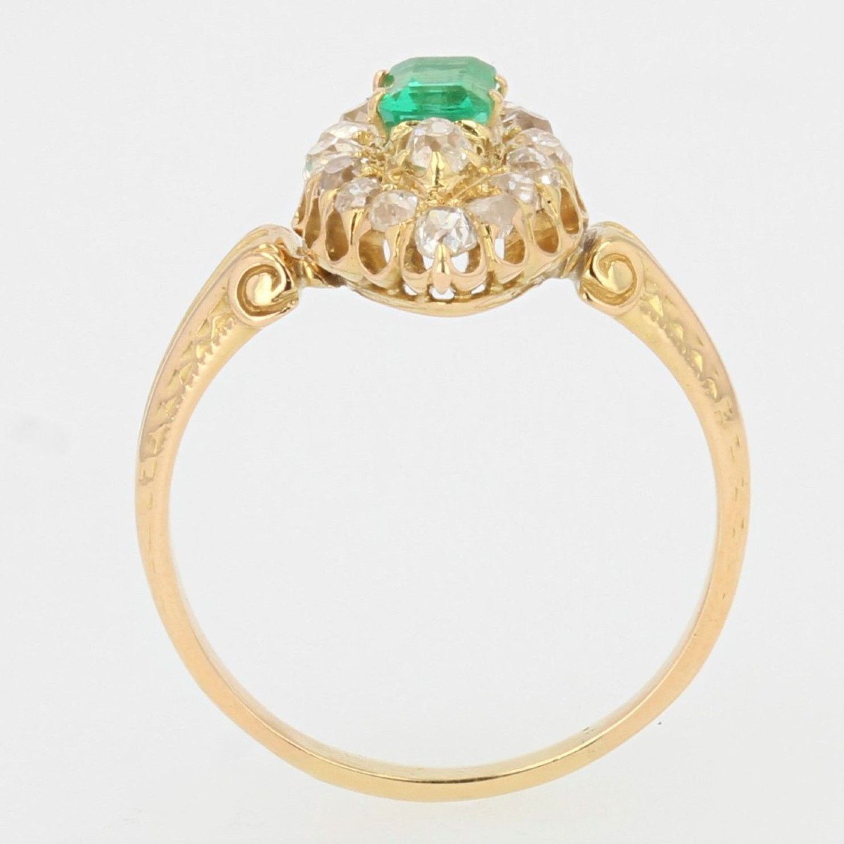 Old Marquise Emerald Diamond Ring-photo-5