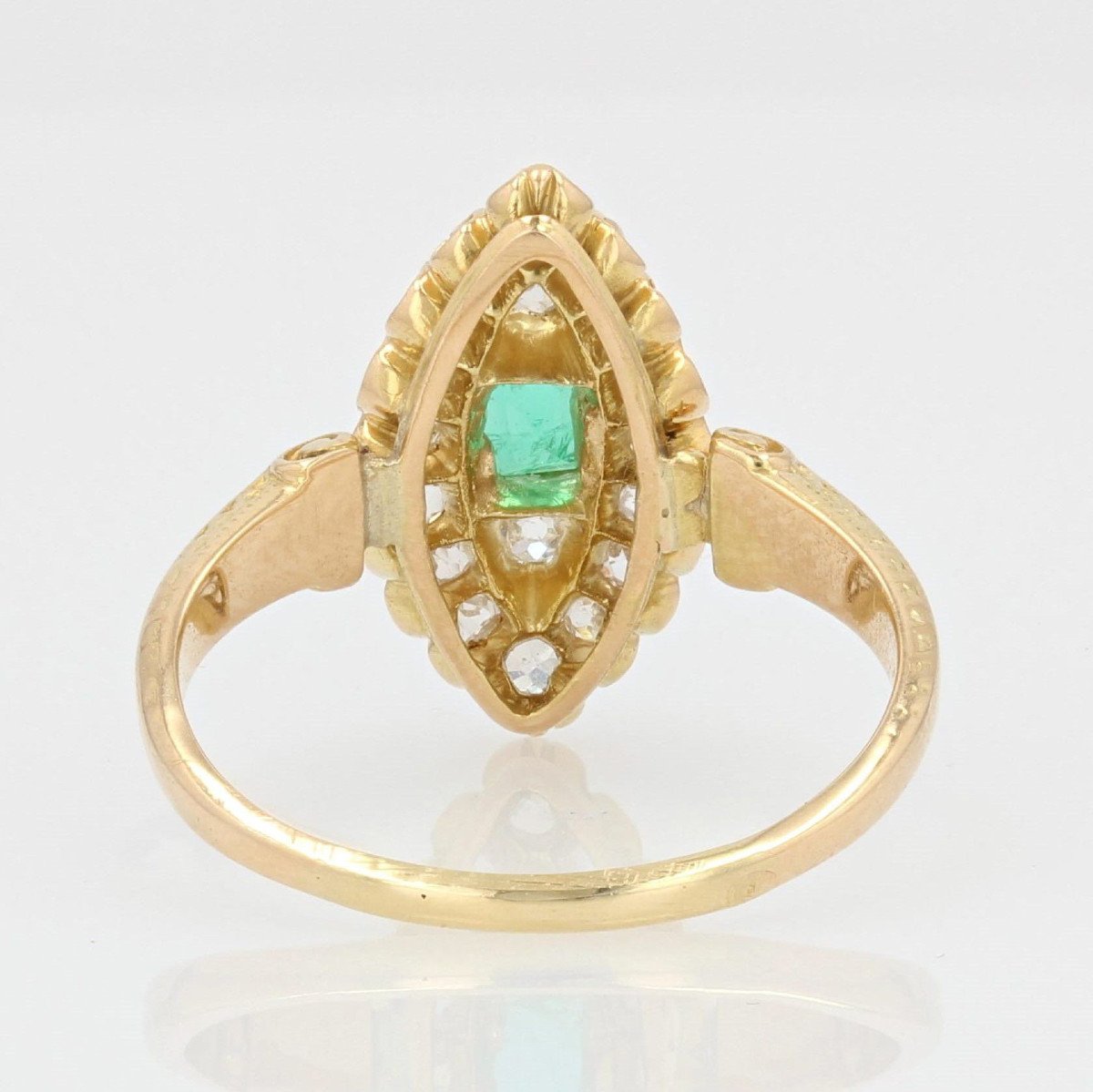 Old Marquise Emerald Diamond Ring-photo-6
