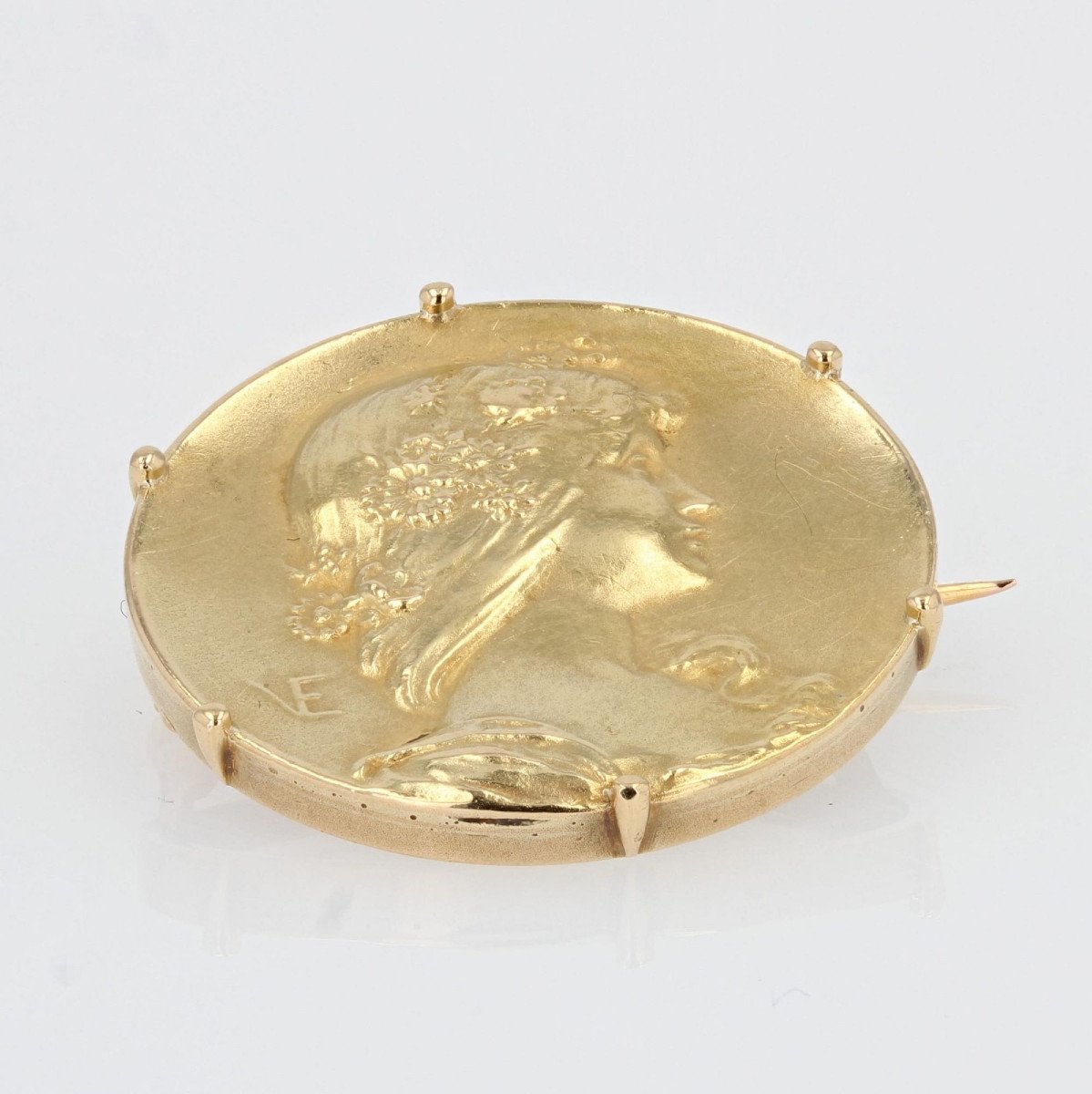 Broche Ancienne En Or Art Nouveau-photo-4