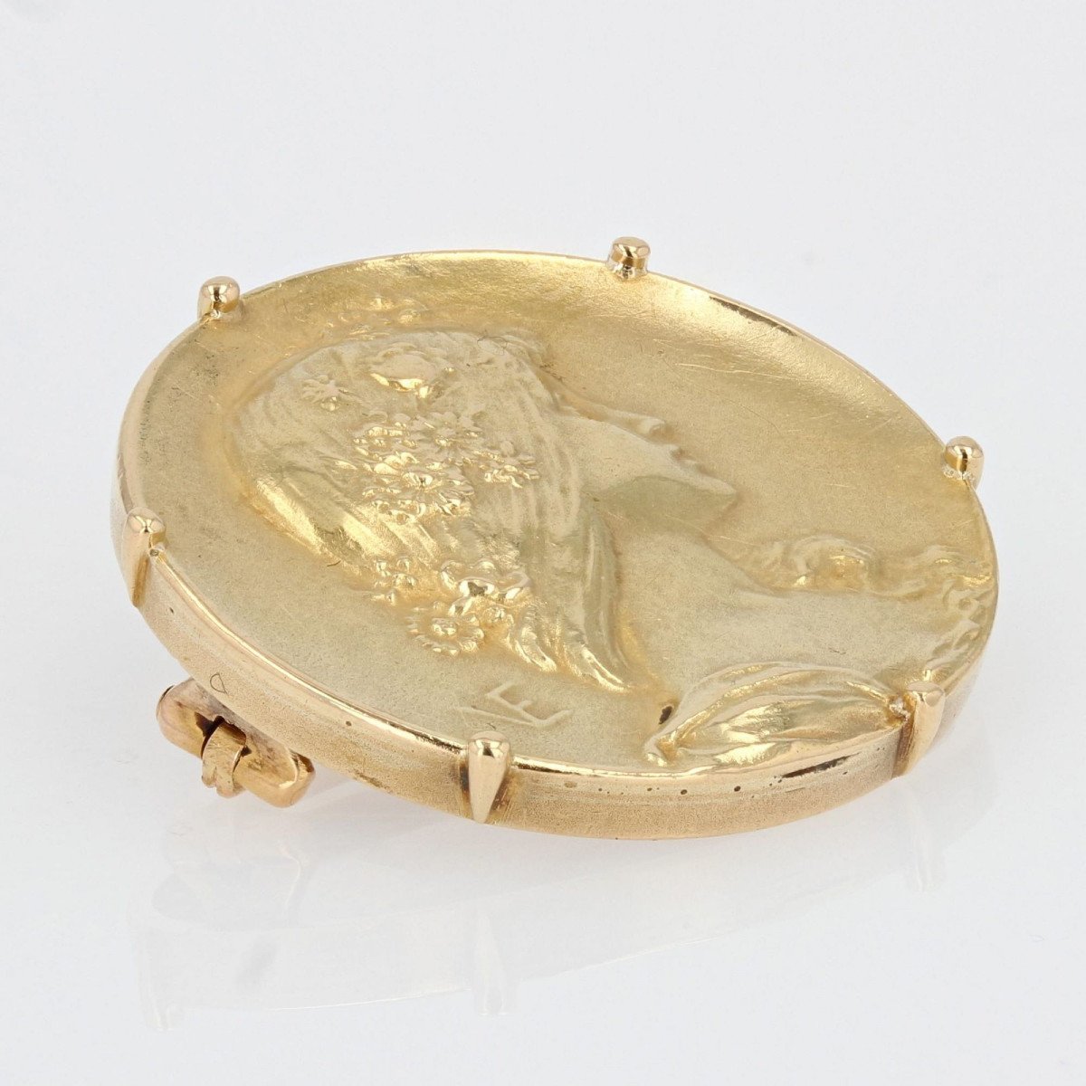 Broche Ancienne En Or Art Nouveau-photo-3