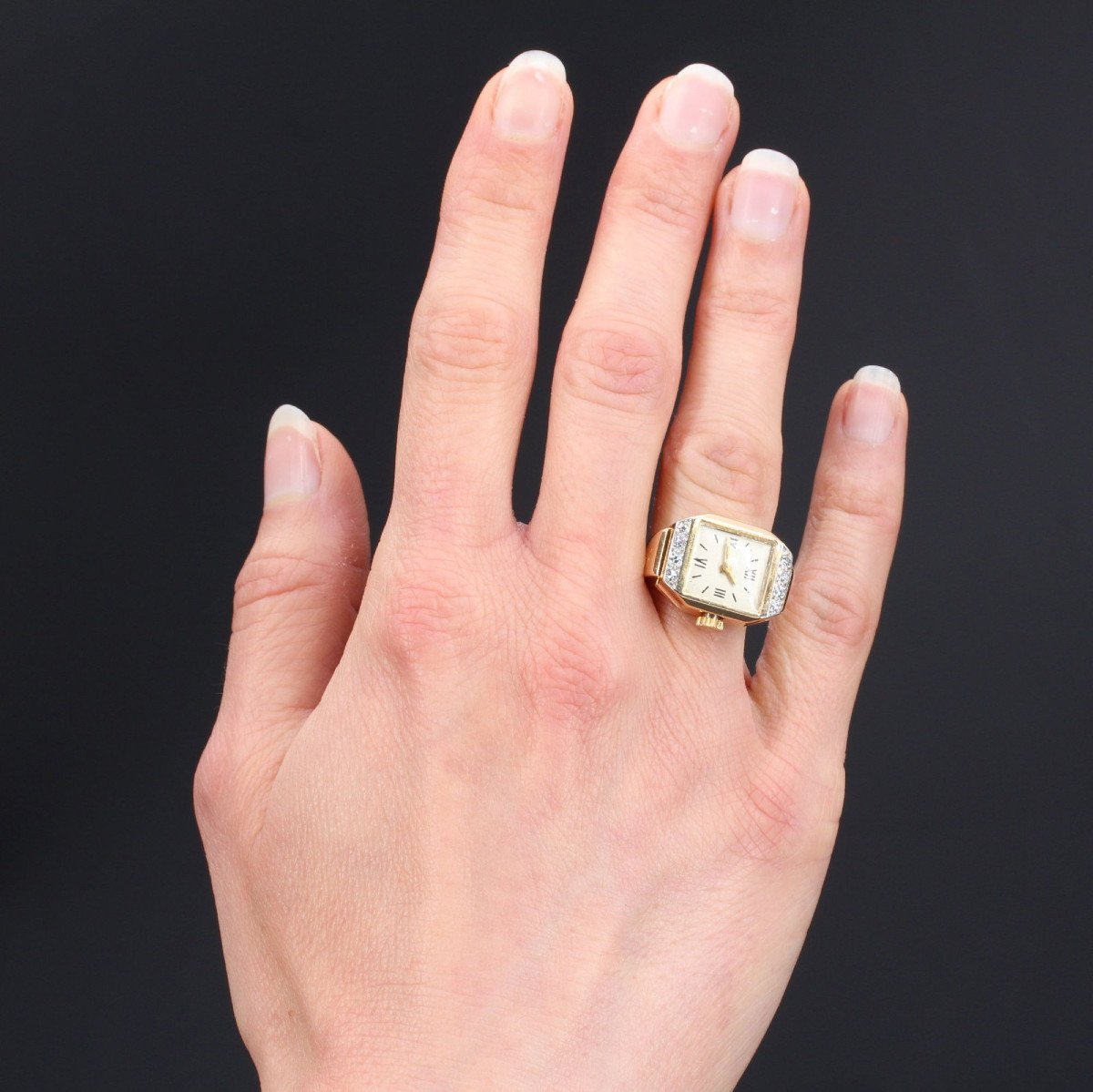 Bague Ancienne Montre Diamants-photo-2