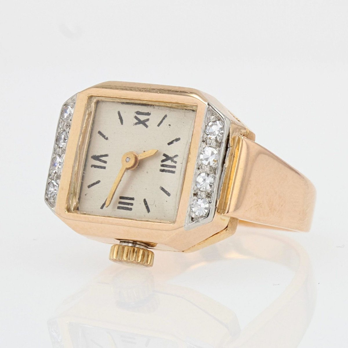 Bague Ancienne Montre Diamants-photo-5